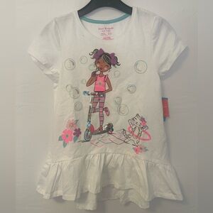 Isaac Mizrahi White Tee with Pink and Silver Details